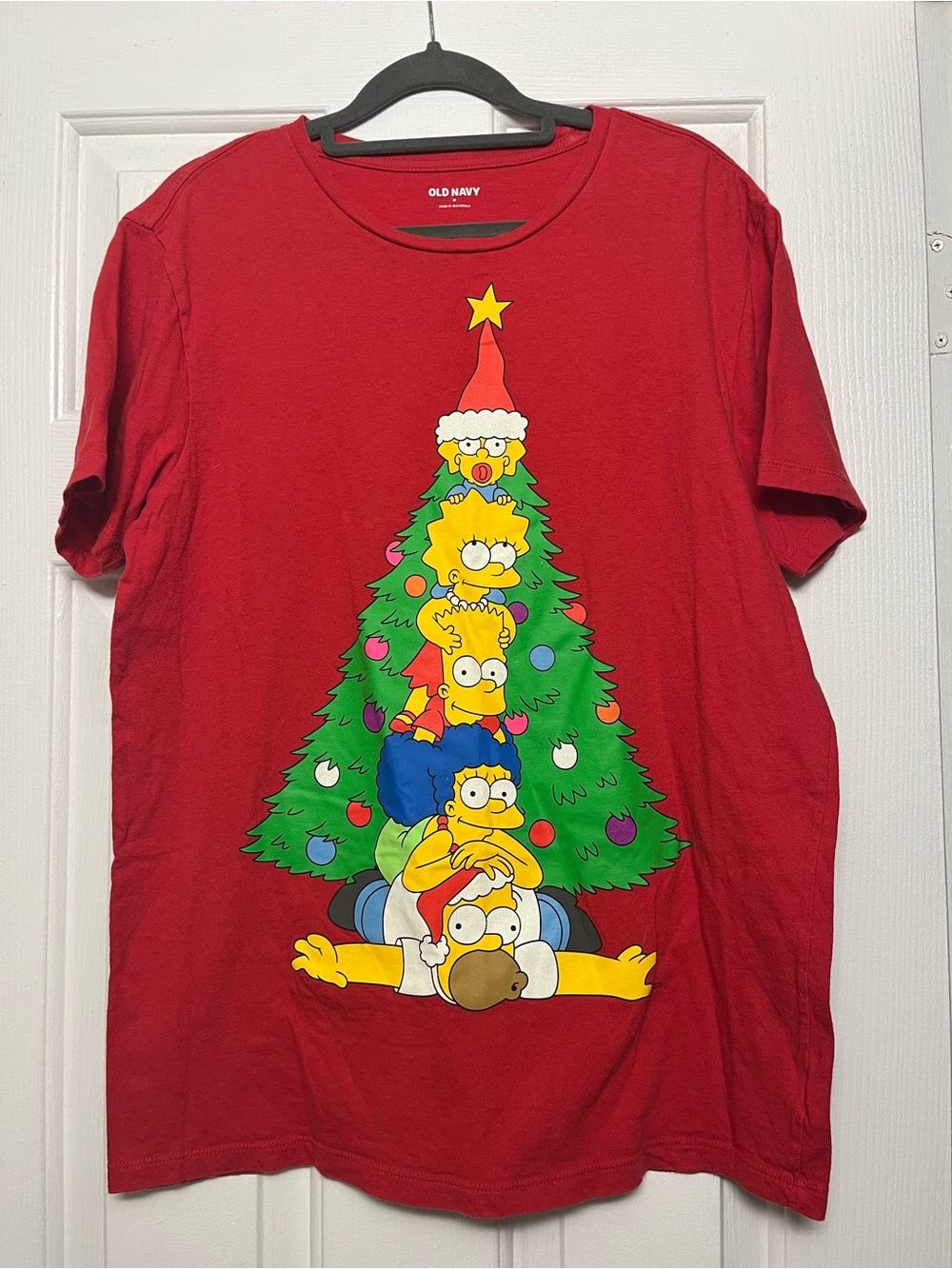 Old Navy Red The Simpsons Holiday Tree Graphic Tee